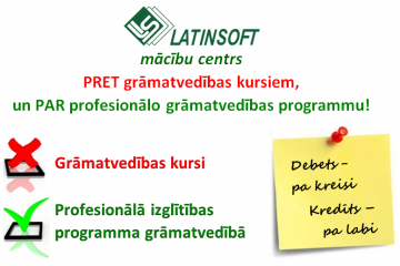 “LatInSoft” mācību centrs PRET grāmatvedības kursiem, un PAR profesionālo grāmatvedības programmu!