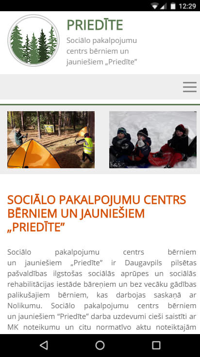 Sociālo pakalpojumu centrs bērniem un jauniešiem „Priedīte” - mobila versija