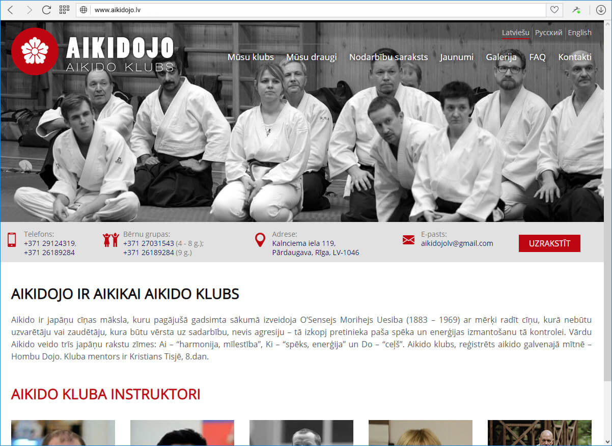 Aikidojo - mājs lapas izstrāde  